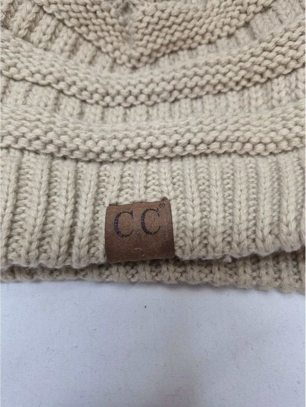CC Brand Beige Knit Beanie Hat 100% Acrylic Winter Cap B474